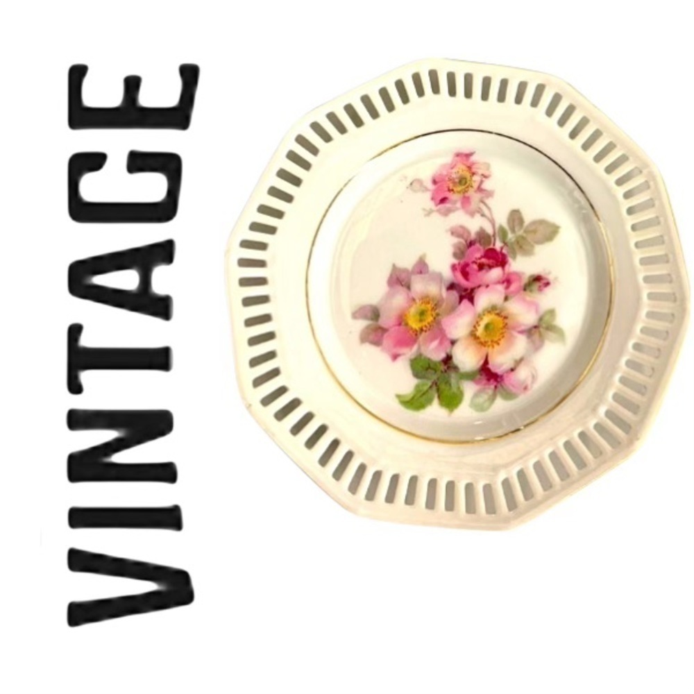 VINTAGE BAVARIA SCHUMANN small plates - pink floral 5-7/8"W 12 plates available